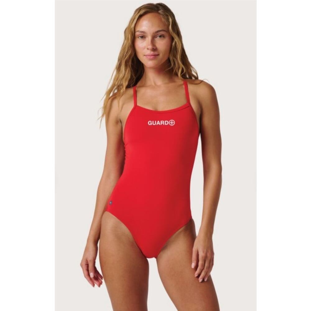 Watermen Womens X Back Elite Lifeguard GUARD Sleek Swim Swimsuit Bathing Suit 32